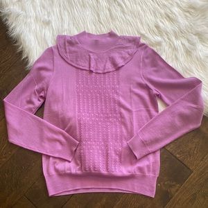 J. Crew -  ruffle mockneck sweater pointelle stitch - Size Small